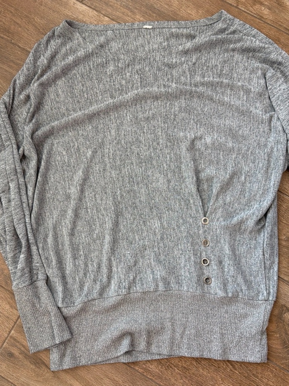 Wet Seal Heather Gray Button-Accent Boatneck Sweater